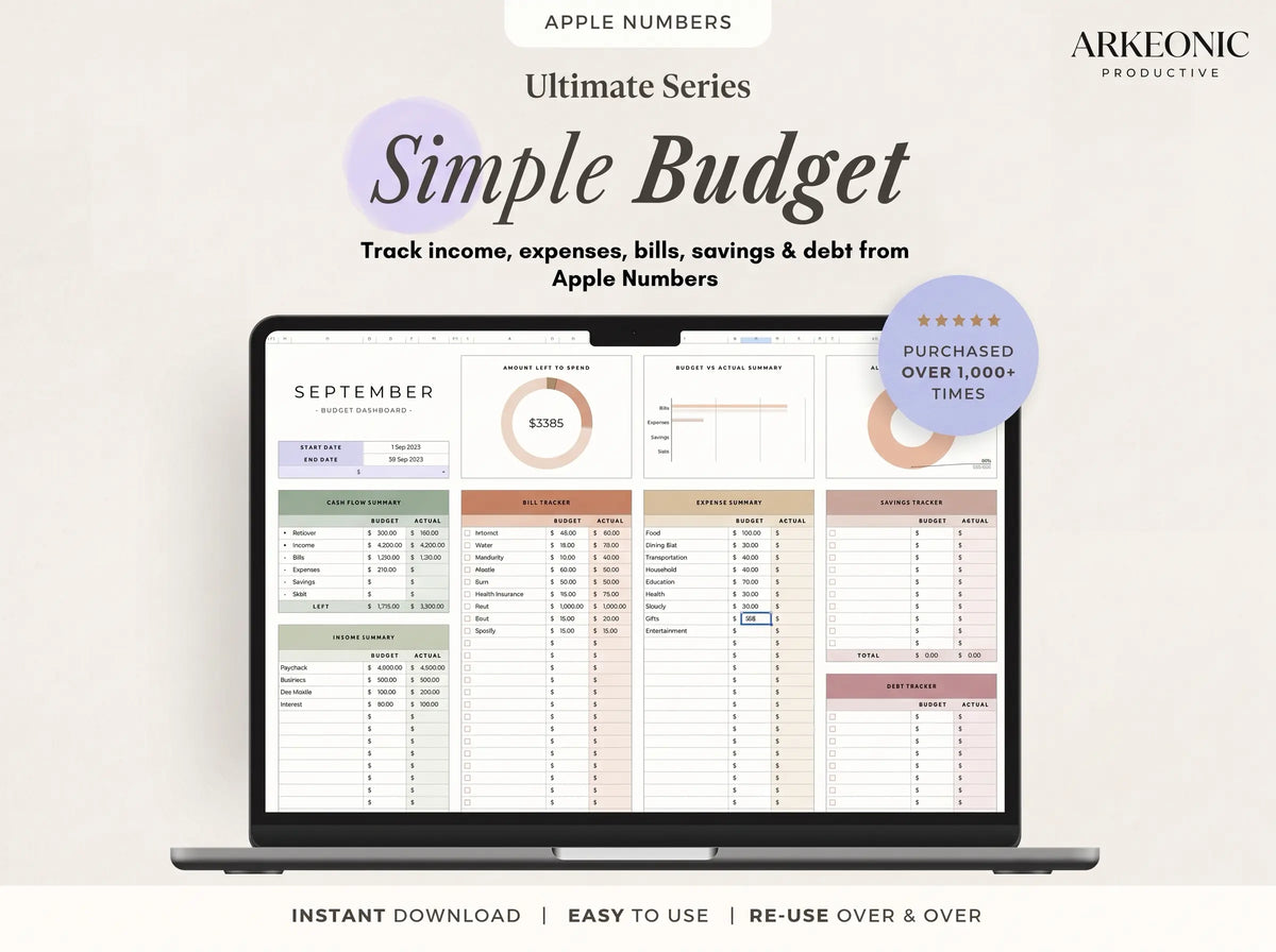 Monthly Budget Spreadsheet for Google Sheets